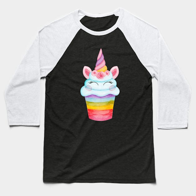 Unicorn cupcake Baseball T-Shirt by shoko